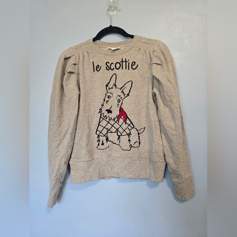 Charter Club Cotton Scottie Dog Sweatshirt Gray PS
